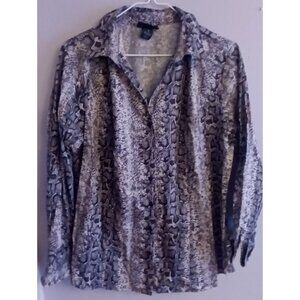 Lane Bryant Animal Print Blouse Top Snake Reptile Stretch Women's 16 Gray Black
